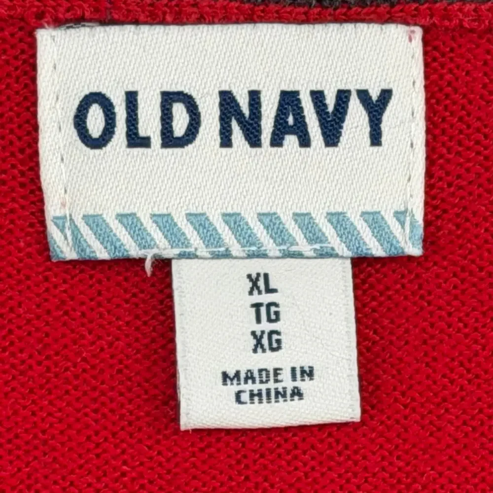 Old Navy Red V Neck Mens Cotton Long Sleeve Lightweight Pullover Sweater XL - Picture 4 of 6